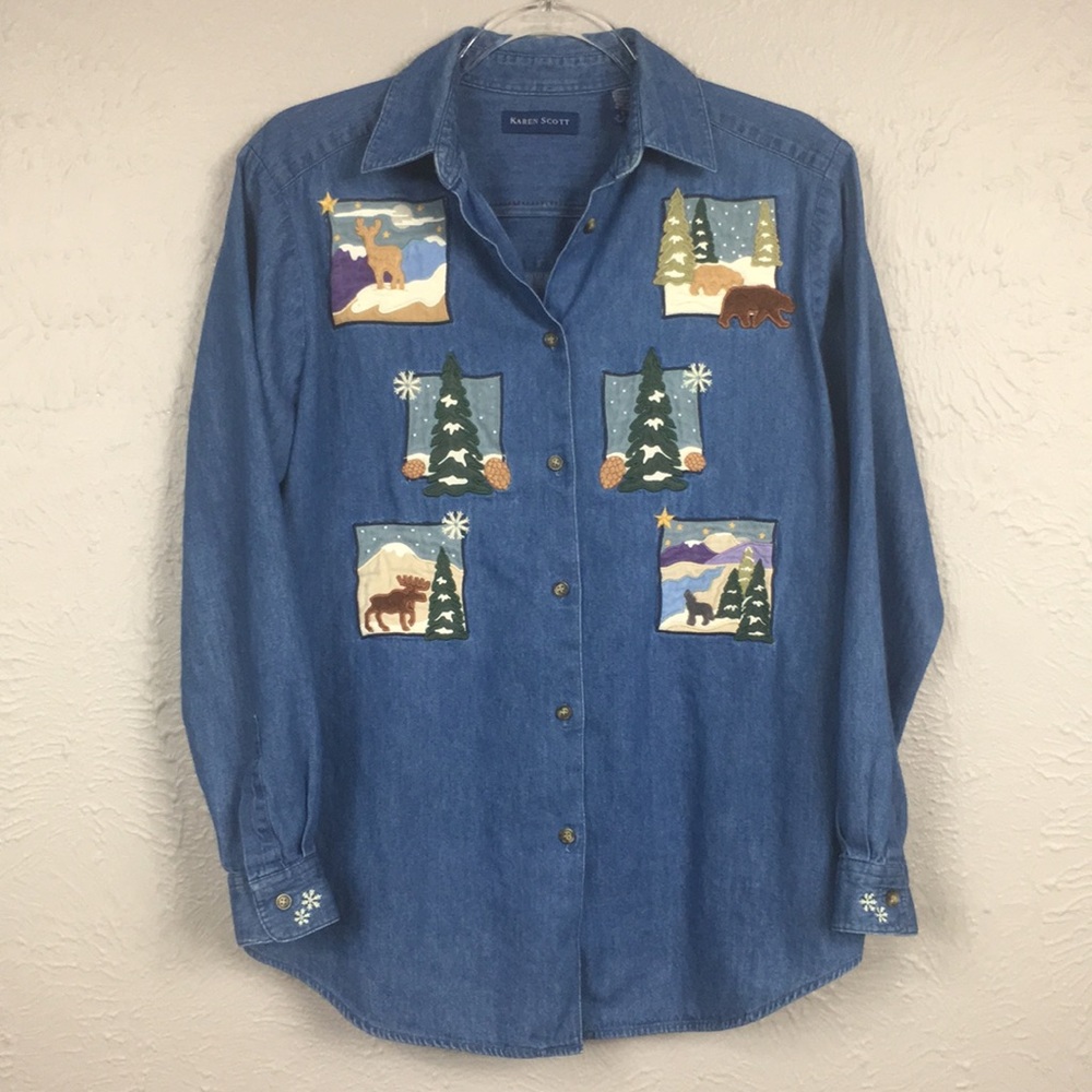 Karen Scott Winter Wonderland Christmas Shirt S